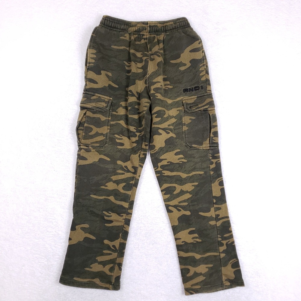 AND1 Cargo Sweatpants‎ Small Camouflage Fleece Joggers Green Tactical Gorpcore